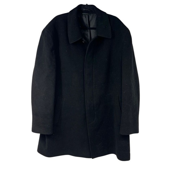 Lauren Ralph Lauren Mens‎ Black Wool Blend Hidden Button Closure Jacket 48R